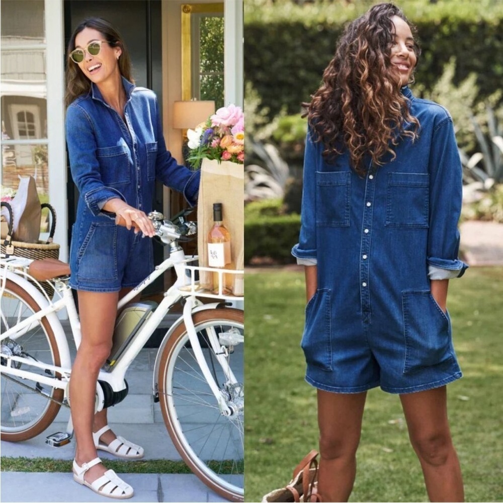 Frank & Eileen Ireland Playsuit Dream Denim Button Front Blue Large EUC